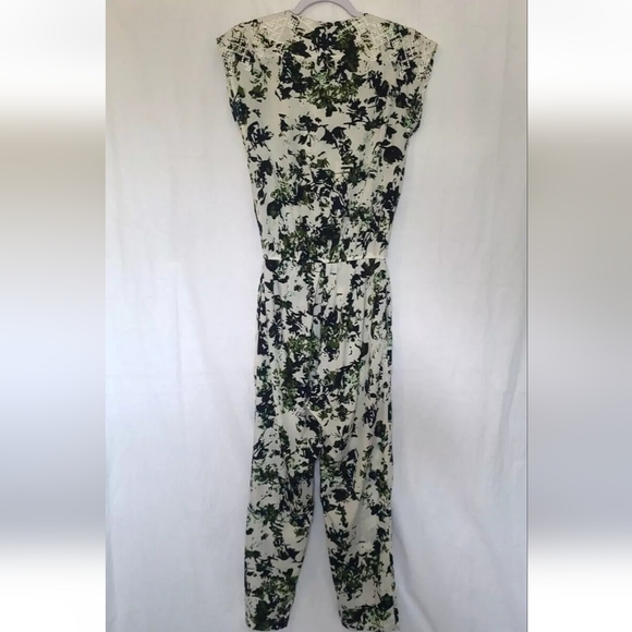 Anthropologie Ranna Gil Green White Floral Embroidered Jumpsuit XS - Picture 8 of 9